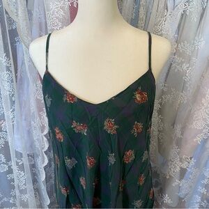 Dark Green Floral Slip Dress